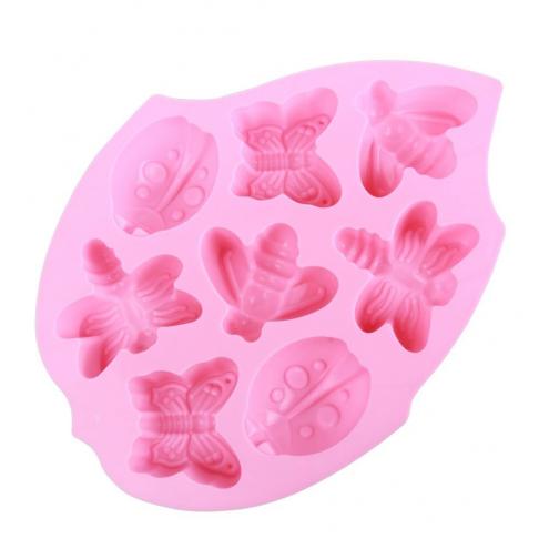 SC-011 Silicone Cake Mold / Leegoal 8 Cavity Insect Silicone Cake Mold Pan