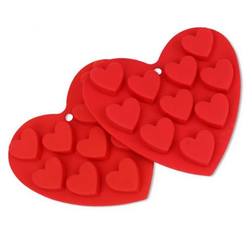 SC-019 Silicone Cake Mold/10-Capacity Red Heart Shape Silicone Cake Mold